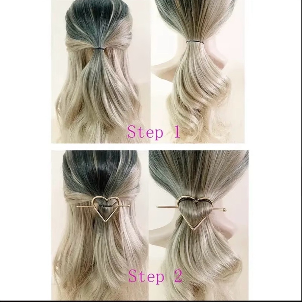 Gold Heart Hair Clip - Picture 2 of 4